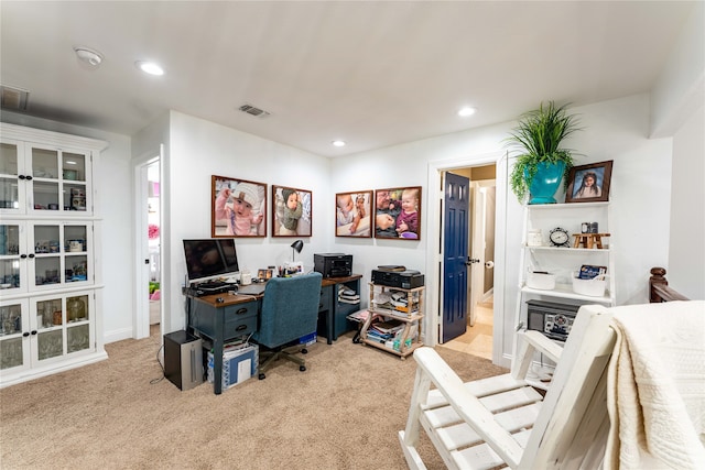 view of carpeted office space