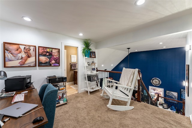 view of carpeted office space