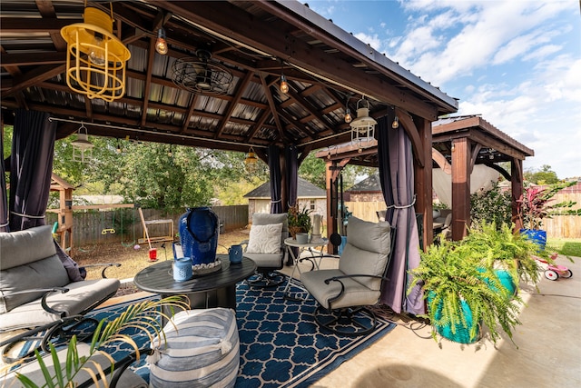 view of patio / terrace with a gazebo