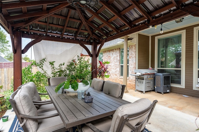 view of patio / terrace featuring a gazebo and area for grilling