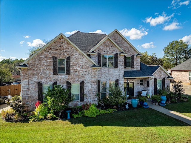 view of front of property featuring a front lawn