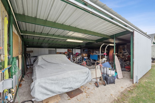 view of garage