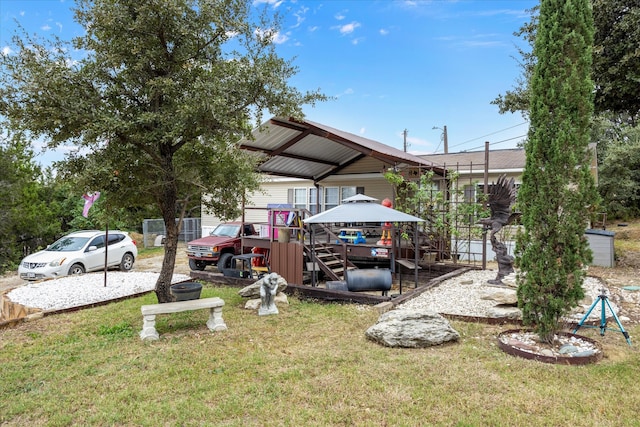 view of yard with a gazebo