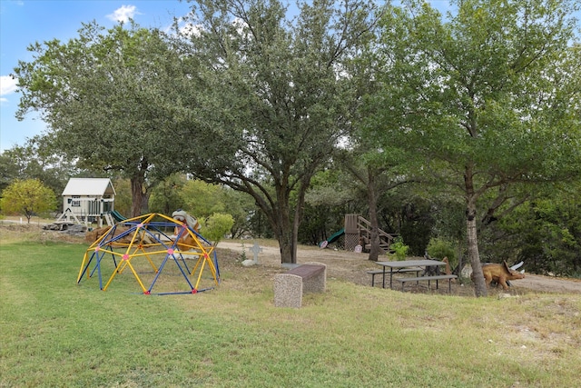 view of yard with a playground