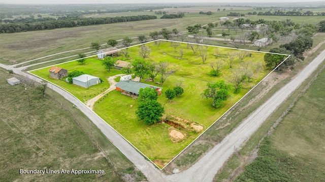 aerial view featuring a rural view