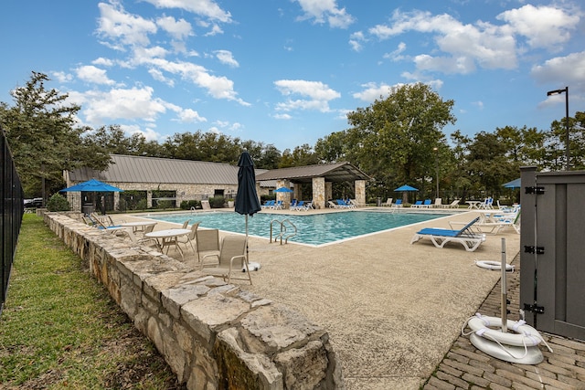 view of pool featuring a patio