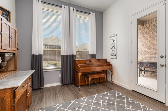 miscellaneous room featuring dark hardwood / wood-style flooring