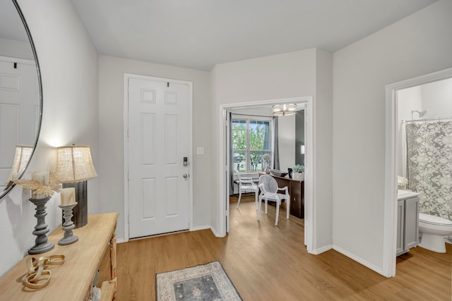 entrance foyer with light wood-type flooring