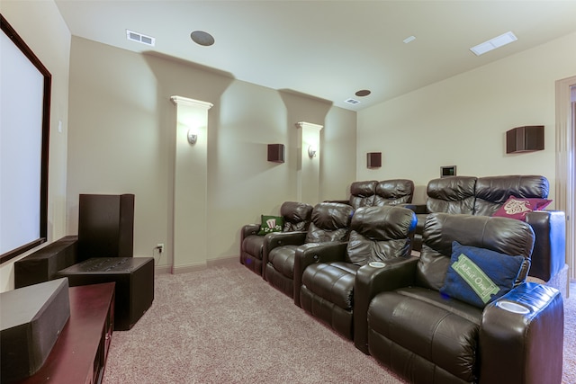 view of carpeted home theater