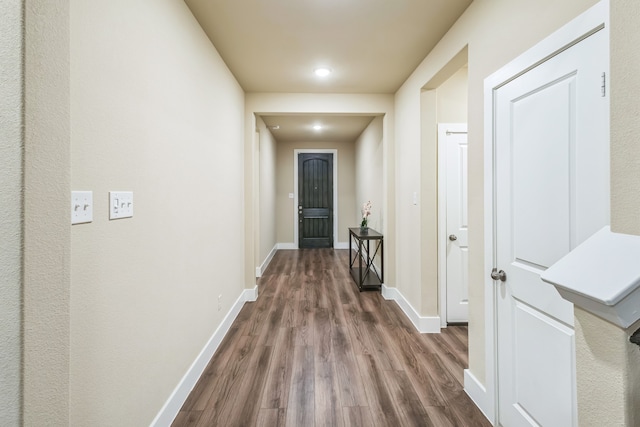 hall featuring dark hardwood / wood-style floors