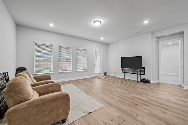 living room featuring light hardwood / wood-style floors