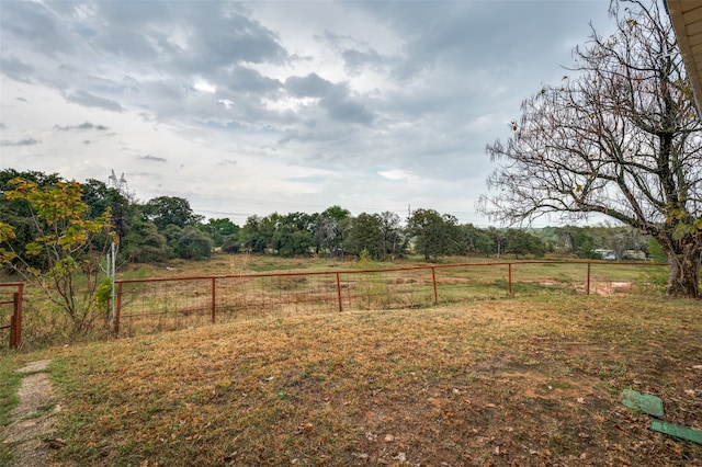 view of yard with a rural view