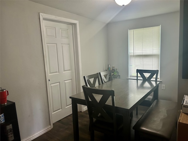 dining space featuring dark hardwood / wood-style floors