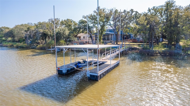 view of dock featuring a water view