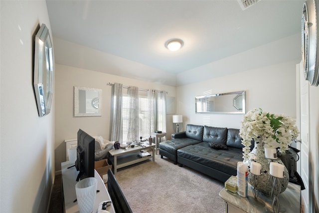 living room with carpet floors