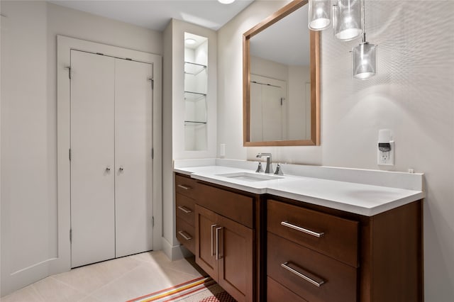 bathroom featuring vanity and tile patterned floors