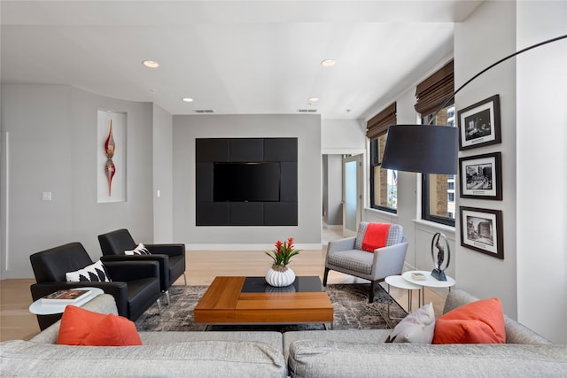 living room with hardwood / wood-style floors