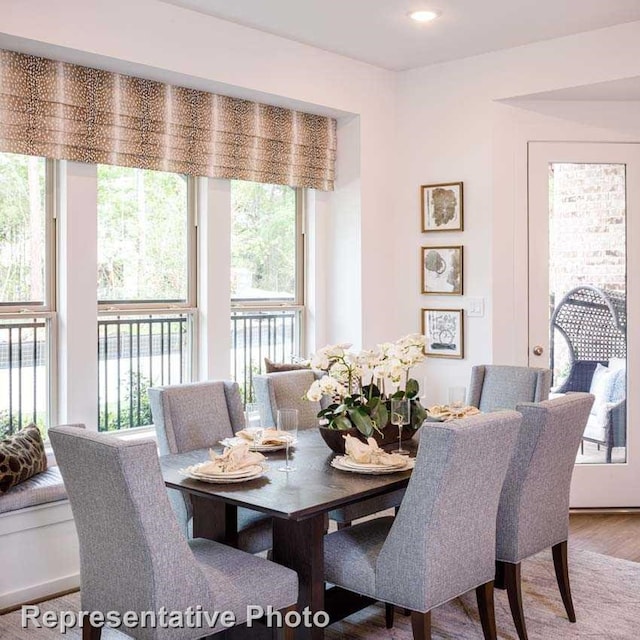 dining space featuring hardwood / wood-style flooring