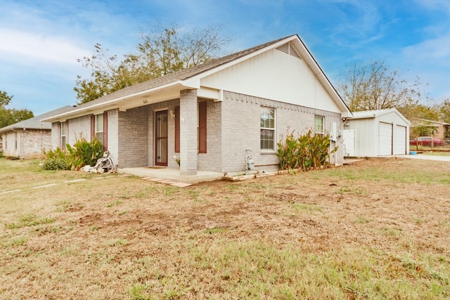 view of home's exterior featuring a yard