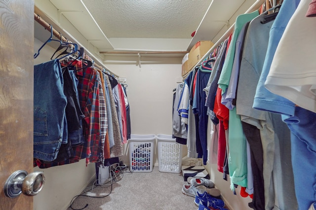 walk in closet with carpet