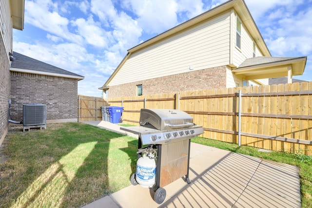 view of patio / terrace with central AC and area for grilling