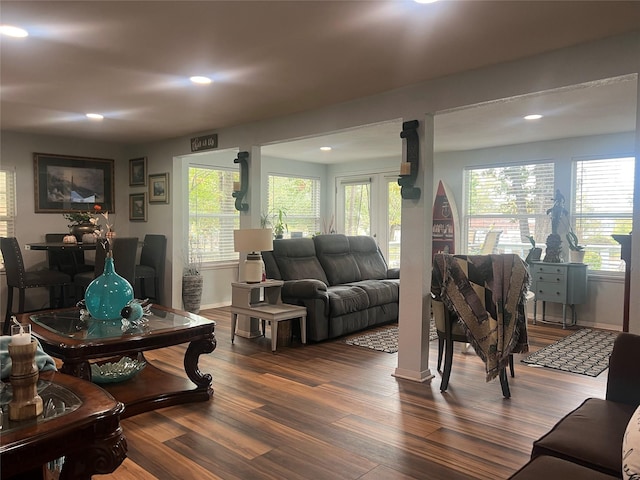 488 Briggs Blvd, East Tawakoni, TX 75472 - living area with dark wood finished floors, baseboards, and recessed lighting
