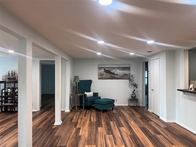 488 Briggs Blvd, East Tawakoni, TX 75472 - sitting room with dark wood-style floors, baseboards, and recessed lighting