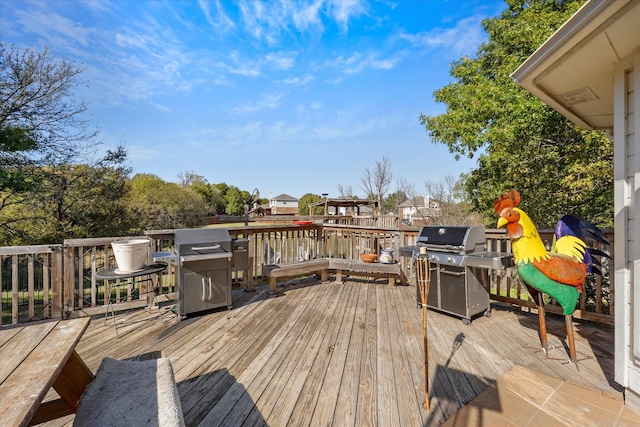 deck featuring grilling area