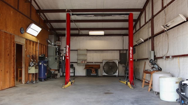 garage with heating unit