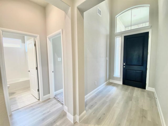 foyer entrance featuring light hardwood / wood-style floors