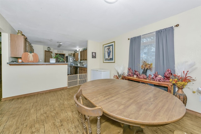 dining room with light hardwood / wood-style flooring