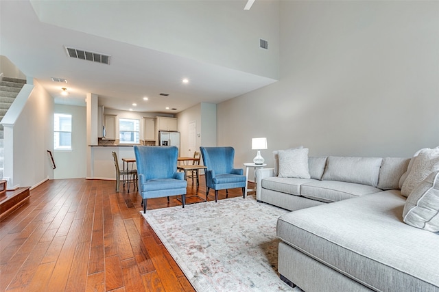 living room with hardwood / wood-style floors