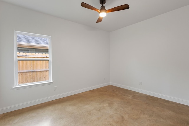 unfurnished room with ceiling fan and carpet floors