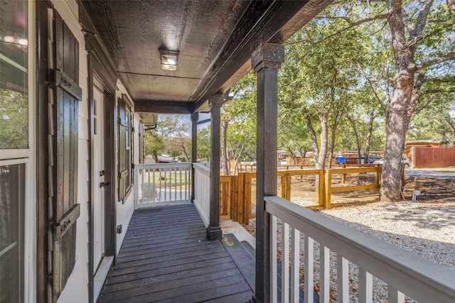 deck with covered porch