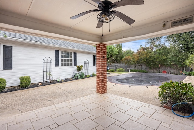 view of patio / terrace featuring ceiling fan