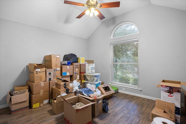 storage room featuring ceiling fan