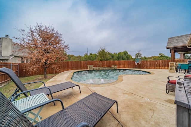 view of pool featuring a patio and pool water feature