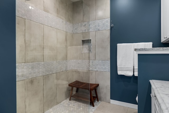 bathroom featuring vanity and tile patterned flooring