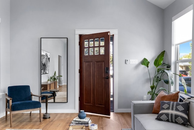 foyer entrance featuring light hardwood / wood-style floors