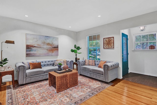 living room with hardwood / wood-style floors