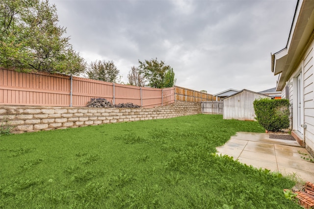 view of yard with a patio area