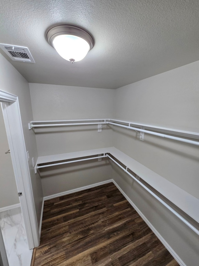 spacious closet featuring dark wood-type flooring