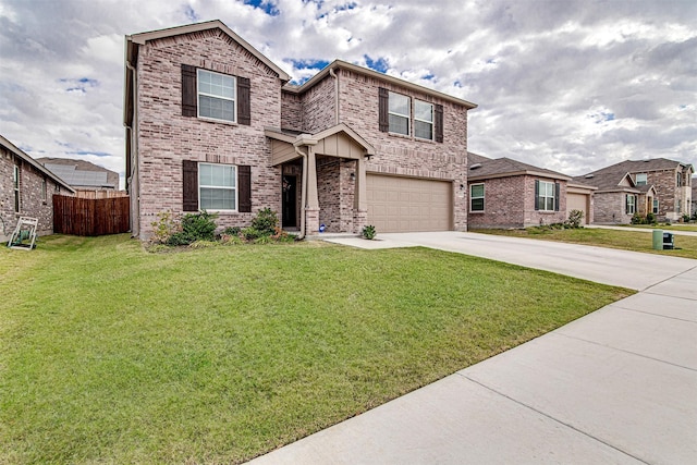 view of front of home with a garage and a front yard