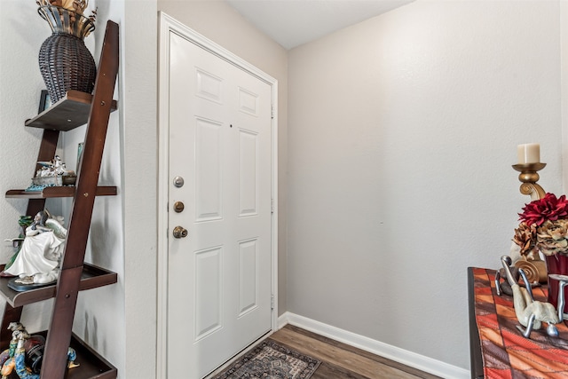 foyer entrance with hardwood / wood-style floors