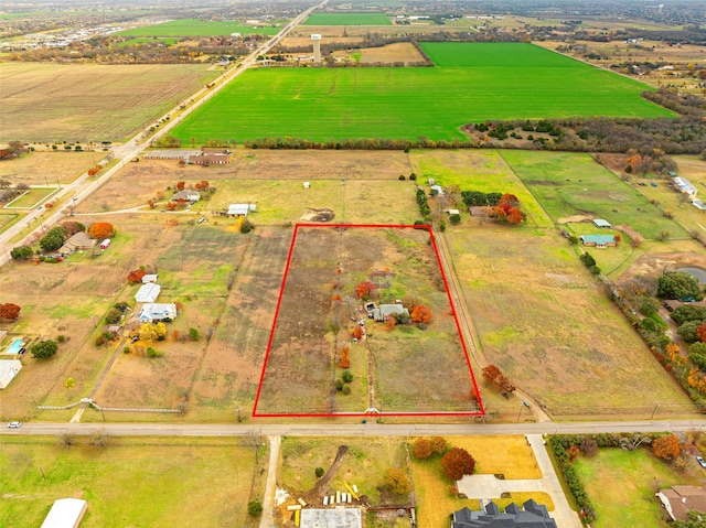 aerial view featuring a rural view