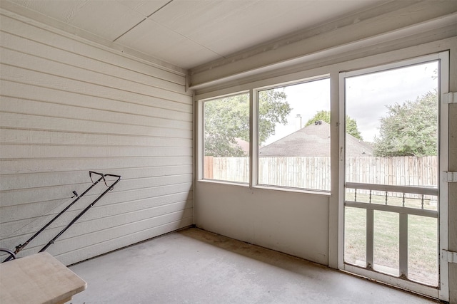 view of unfurnished sunroom