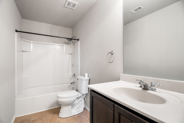 full bathroom with vanity, toilet, and bathtub / shower combination