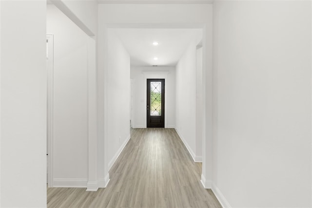 entryway with light wood-type flooring