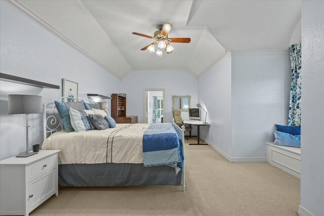 hallway with light colored carpet and crown molding