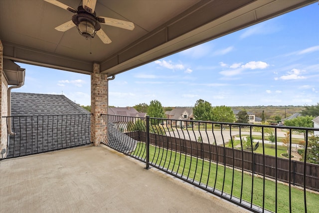 balcony with ceiling fan